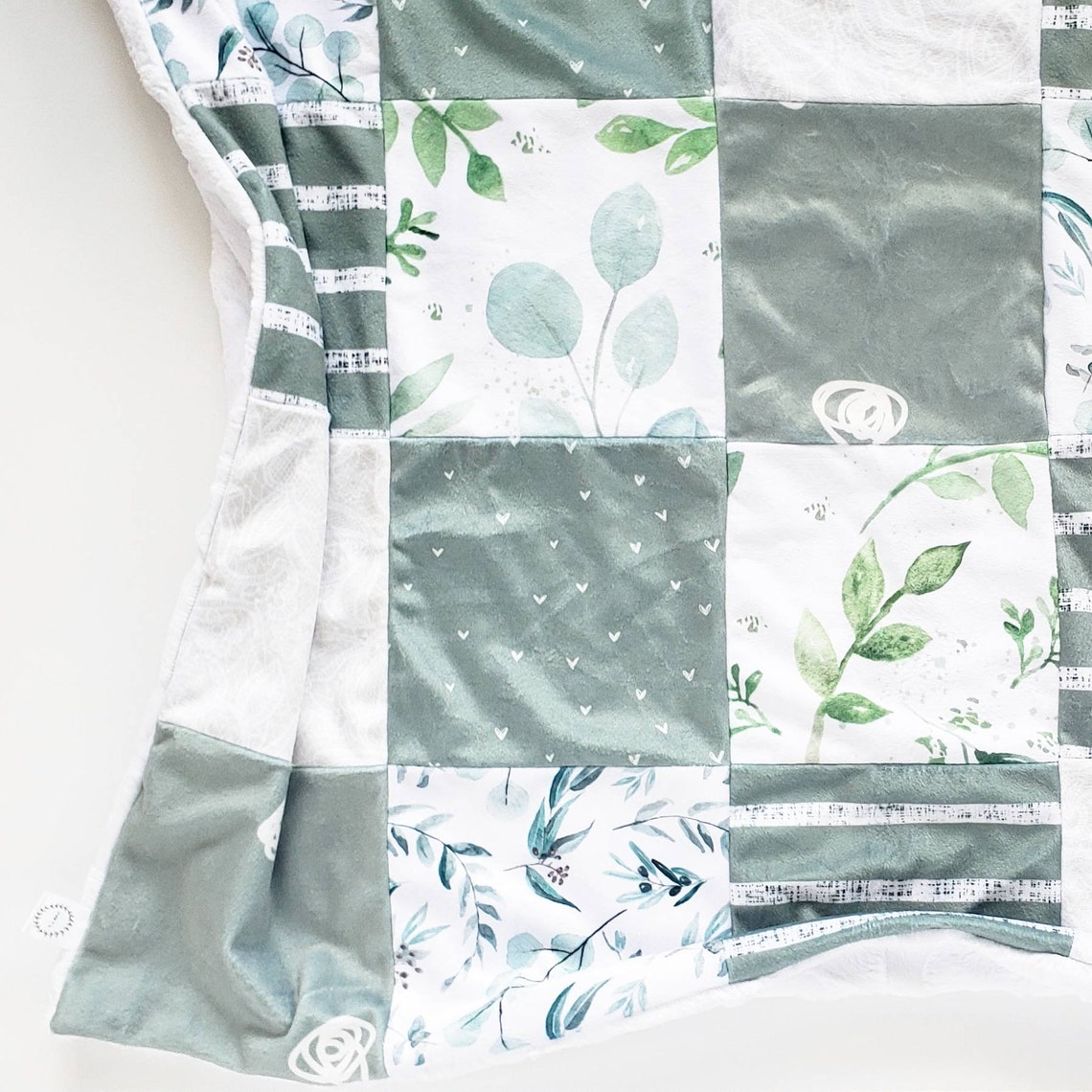Introducing Sage Pieced Baby Blanket Minky Baby Etsy