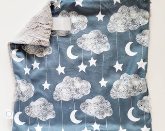 Grey Star Lovey, Minky Lovey, Faux Fur Lovey, Neutral Lovey, Cloud Lovey, Moon Lovey, Gender Neutral Lovey, Grey Lovey, Star Lovey