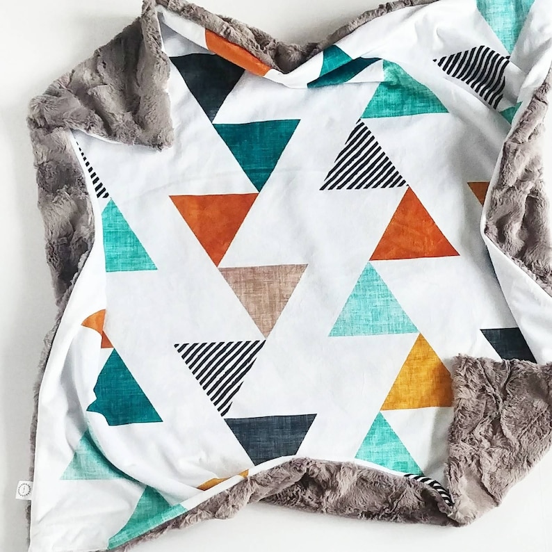 Linen Triangle Baby Blanket Linen Baby Blanket Minky Baby Etsy