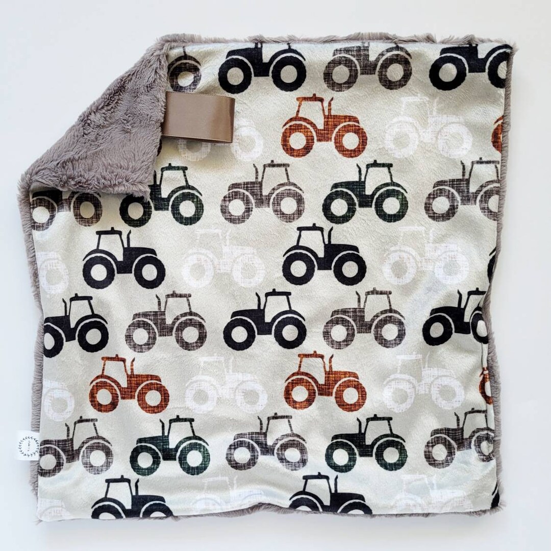Linen Tractor Lovey, Minky Lovey, Faux Fur Lovey, Tractor Lovey, Linen