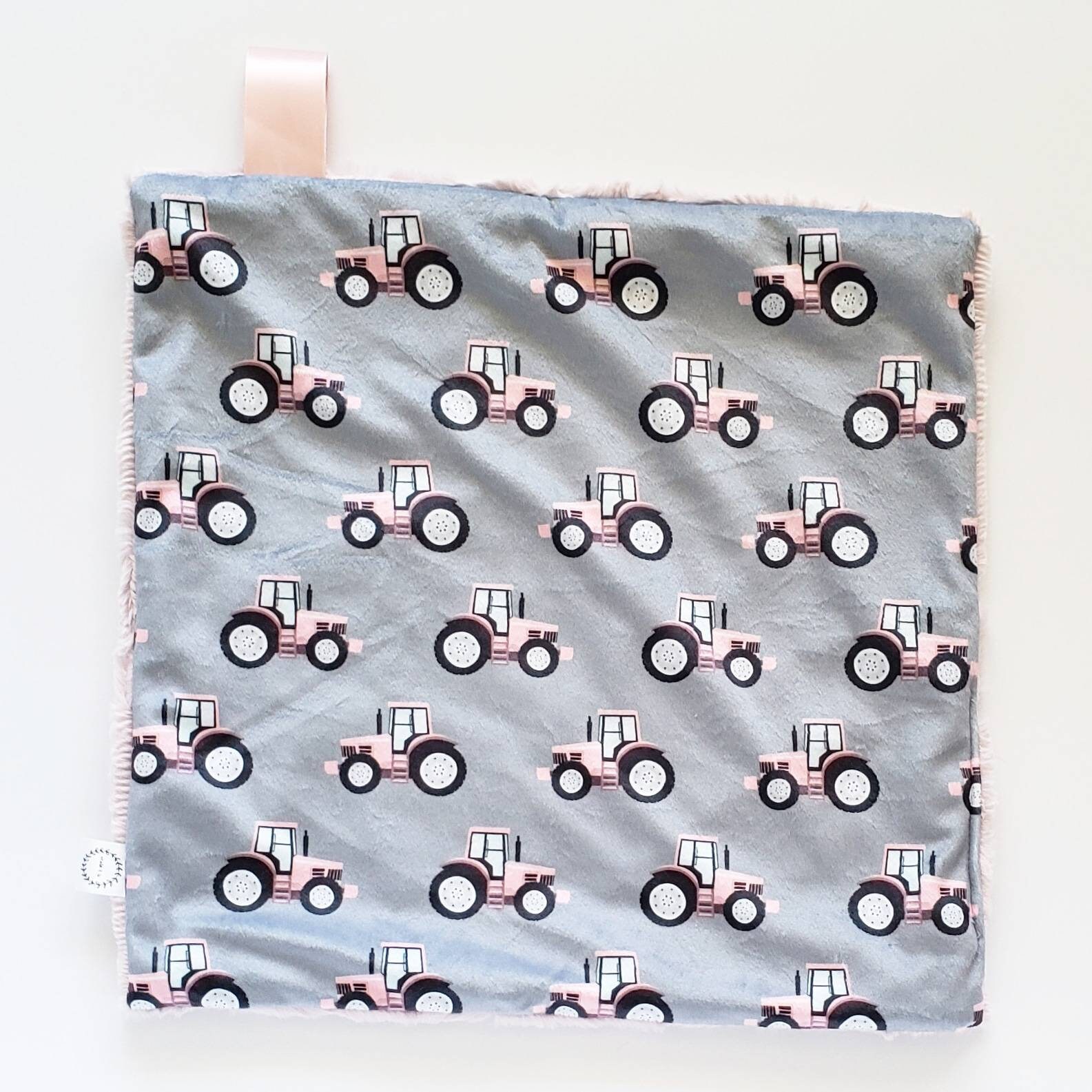 Pink Tractor Lovey Minky Lovey Faux Fur Lovey Tractor Etsy