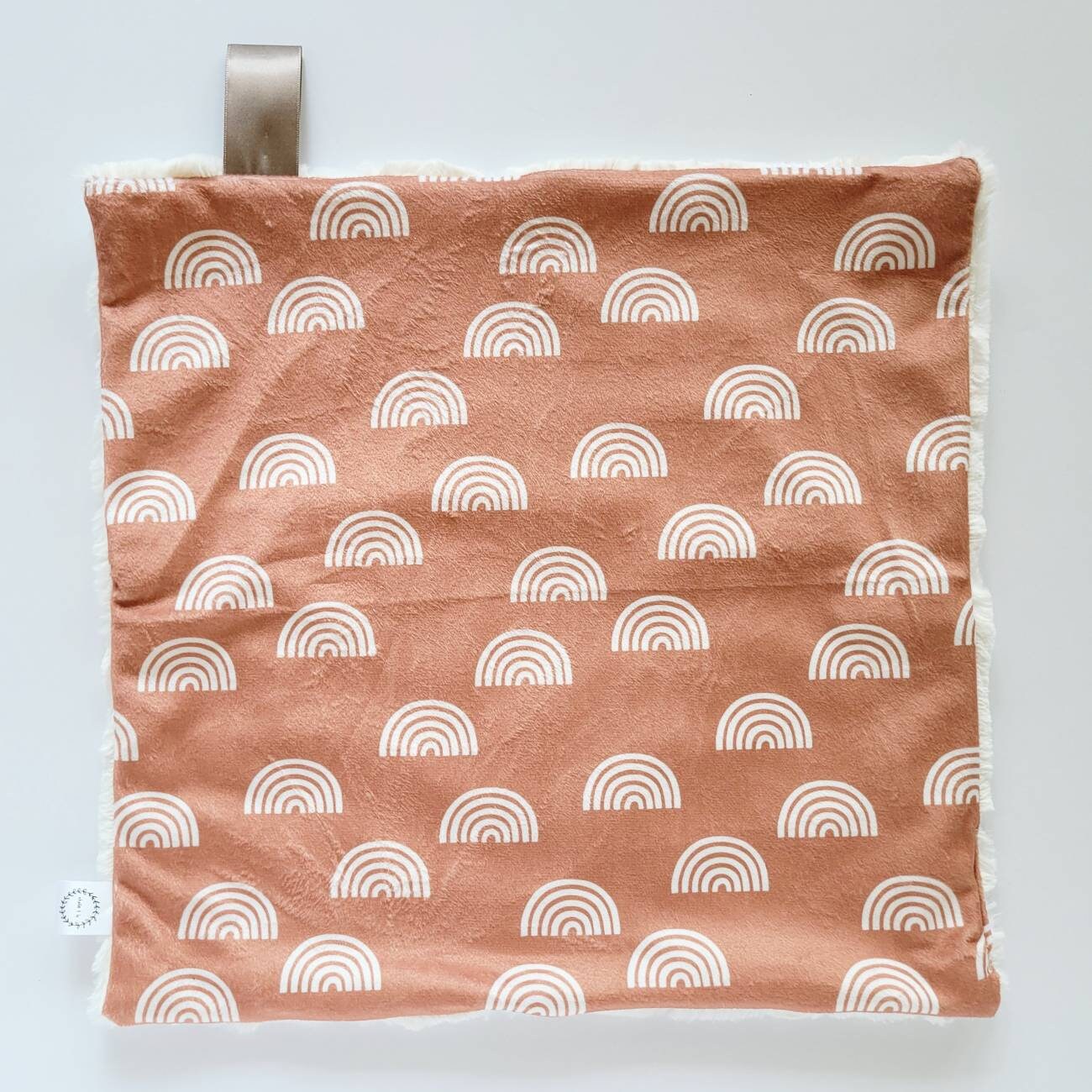 Apricot Rainbow Lovey, Rainbow Lovey, Minky Lovey, Faux Fur Lovey