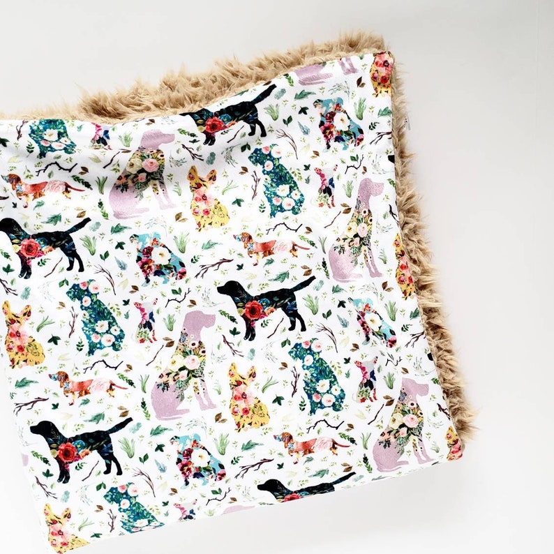 Floral Dog Baby Blanket Minky Baby Blanket Faux Fur Baby Etsy