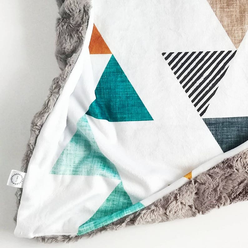 Linen Triangle Baby Blanket Linen Baby Blanket Minky Baby Etsy