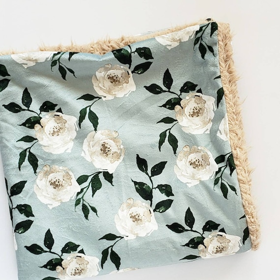 Sage Rose Baby Blanket Floral Baby Blanket Minky Baby Blanket Faux Fur Baby Blanket Girl Blanket Vintage Blanket Floral Blanket Beige Etsy Canada