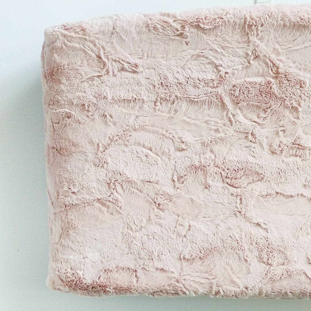 Peachy Blush Faux Fur Changing Pad Cover, Minky Changing Pad Cover ...