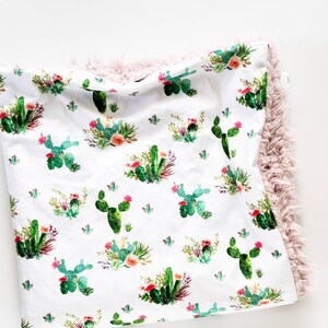 Pink Cactus Pattern Print Blanket
