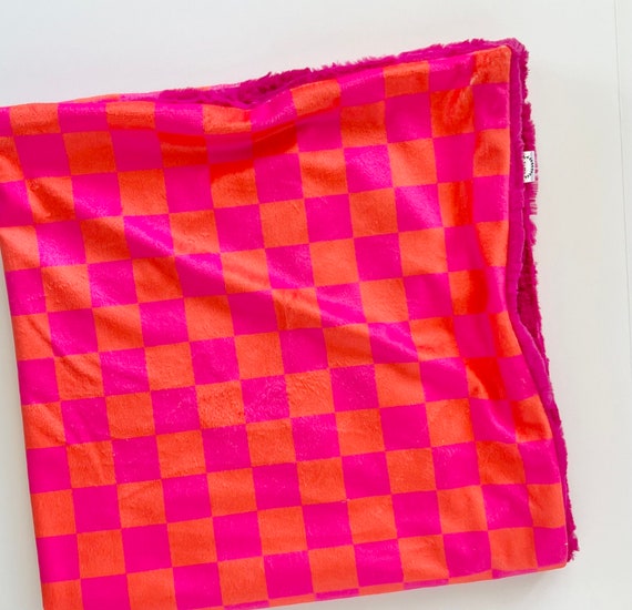 Orange Check Baby Blanket Minky Baby Blanket Faux Fur Baby Blanket Girl Blanket Check Blanket Neon Baby Blanket Hot Pink Check Pink Etsy Canada