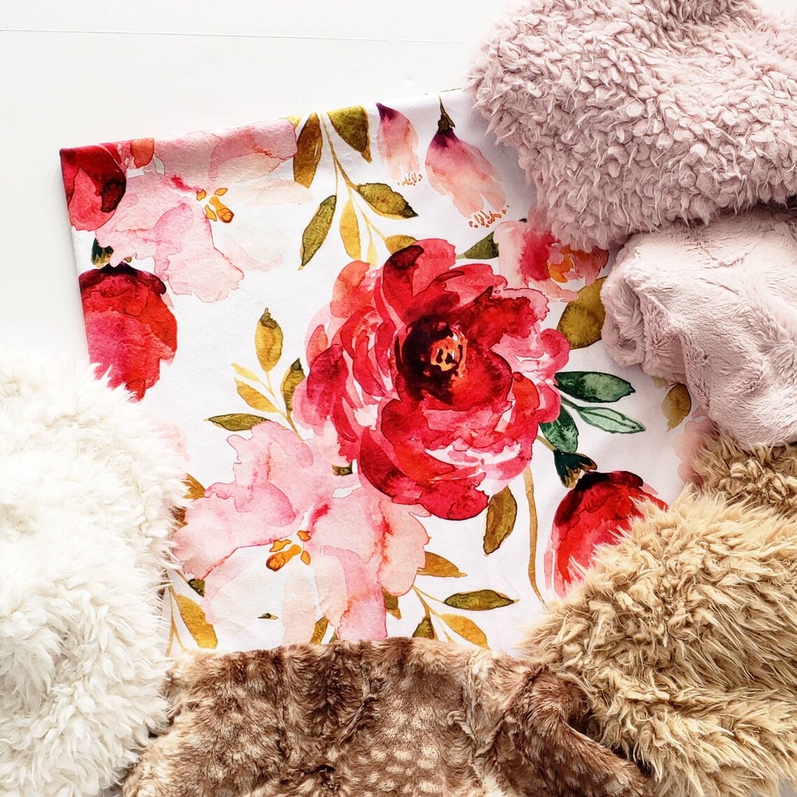 Sugar + Maple Small Stretchy Blanket - Pink Peonies