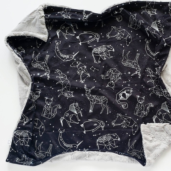 Black Constellation Baby Blanket Minky Baby Blanket Black Baby Blanket Constellation Baby Blanket Boy Blanket Neutral Blanket Stars