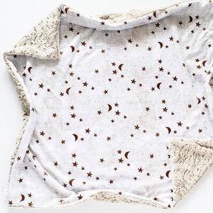 Copper Stars Baby Blanket, Minky Baby Blanket, Cream Baby Blanket, Constellation Baby Blanket, Boy Blanket, Neutral Blanket