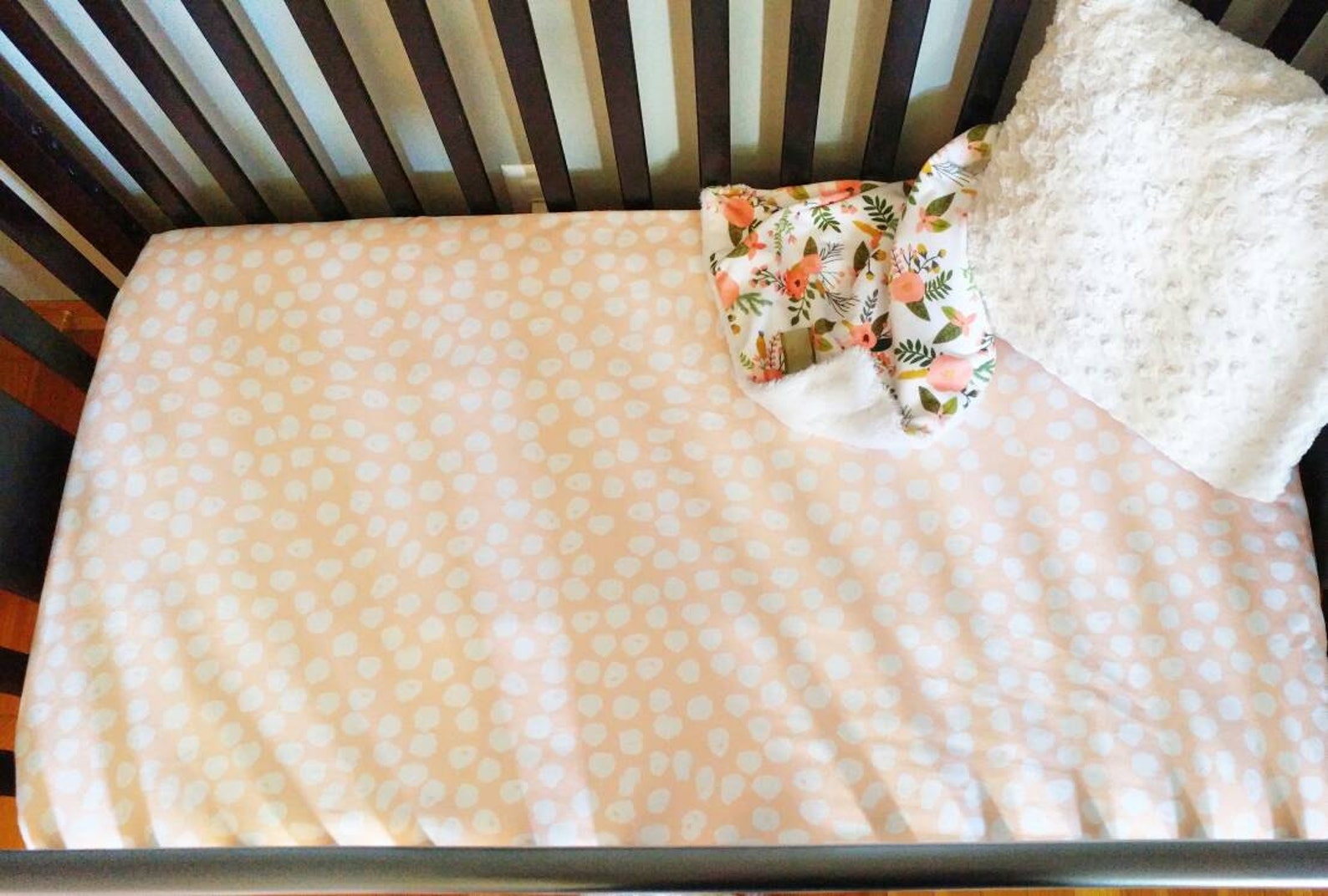 Peach Dots Crib Sheet Minky Crib Sheet Blush Crib Sheet Etsy