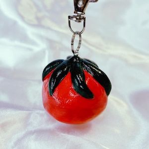 Tomato Keychain - Small Funky Vegetable Chain Pendant for Keyrings, Bags, Backpacks, Purses - Cute Eclectic Fun Key Accessories Tomato Gift