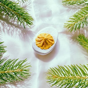Deviled Egg Ornament - Small Funky Egg Decor Hanging Accessory - Rearview Mirror Hanging Car Decor Cute Eclectic Fun Christmas Tree Egg Gift