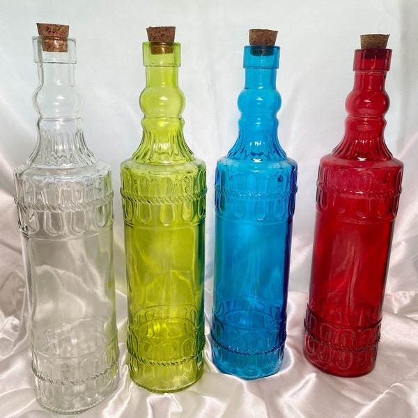 Colored Glass Bottle Etsy