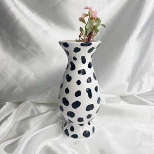 Funky Dalmatian / Spotted Bud Vase / Planter, Ceramic Vase, Small Vase - Aesthetic Room Decor, Maximalist Home Decor, Eclectic Flower Vase