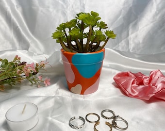 Funky Maximalist Small Flower Pot - Small Succulent Planter Pot, Ceramic Pot, Aesthetic Room Decor, Home Dopamine Decor, Eclectic Planter