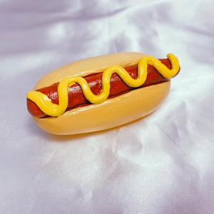 Hot Dog Fridge Magnet - Small Funky Hot Dog Refrigerator Magnet - Kitchen / Office / Locker Food Decoration Cute Eclectic Fun Decor Gift