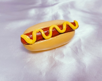Hot Dog Fridge Magnet - Small Funky Hot Dog Refrigerator Magnet - Kitchen / Office / Locker Food Decoration Cute Eclectic Fun Decor Gift