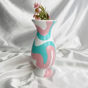 Funky Maximalist Bud Vase / Planter, Small Vase, Ceramic Vase, Aesthetic Room Decor, Maximalist Home Decor, Eclectic Pastel Flower Vase