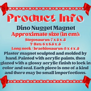 Dino Nugget Fridge Magnet - Dinosaur Chicken Nuggets Refrigerator Magnet Kitchen / Office / Locker Food Decoration Cute Eclectic Decor Gift