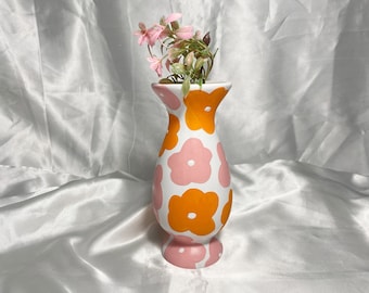 Funky Floral Bud Vase / Planter, Ceramic Small Vase, Aesthetic Room Decor, Maximalist Home Decor, Eclectic Flower Vase, Cute Room Decor