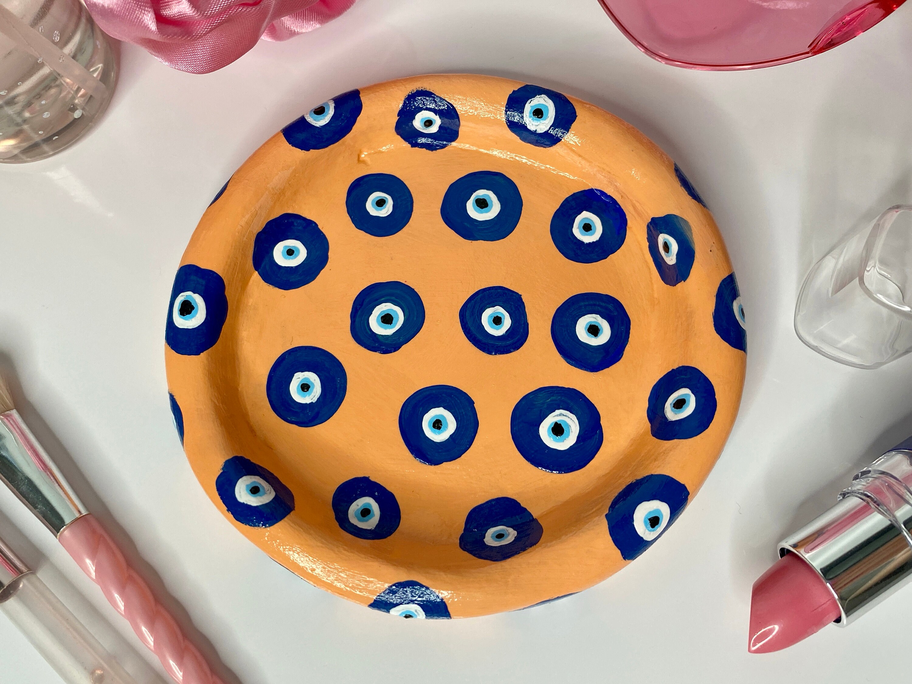 Evil Eye Clay Jewelry Tray Nazar Room Decor Blue Eye Ring Etsy