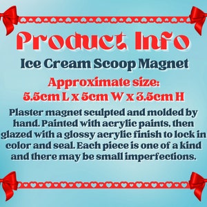 Ice Cream Scoop Fridge Magnet - Frozen Dessert Refrigerator Magnet - Kitchen / Office / Locker Food Decoration Cute Eclectic Decor Gift