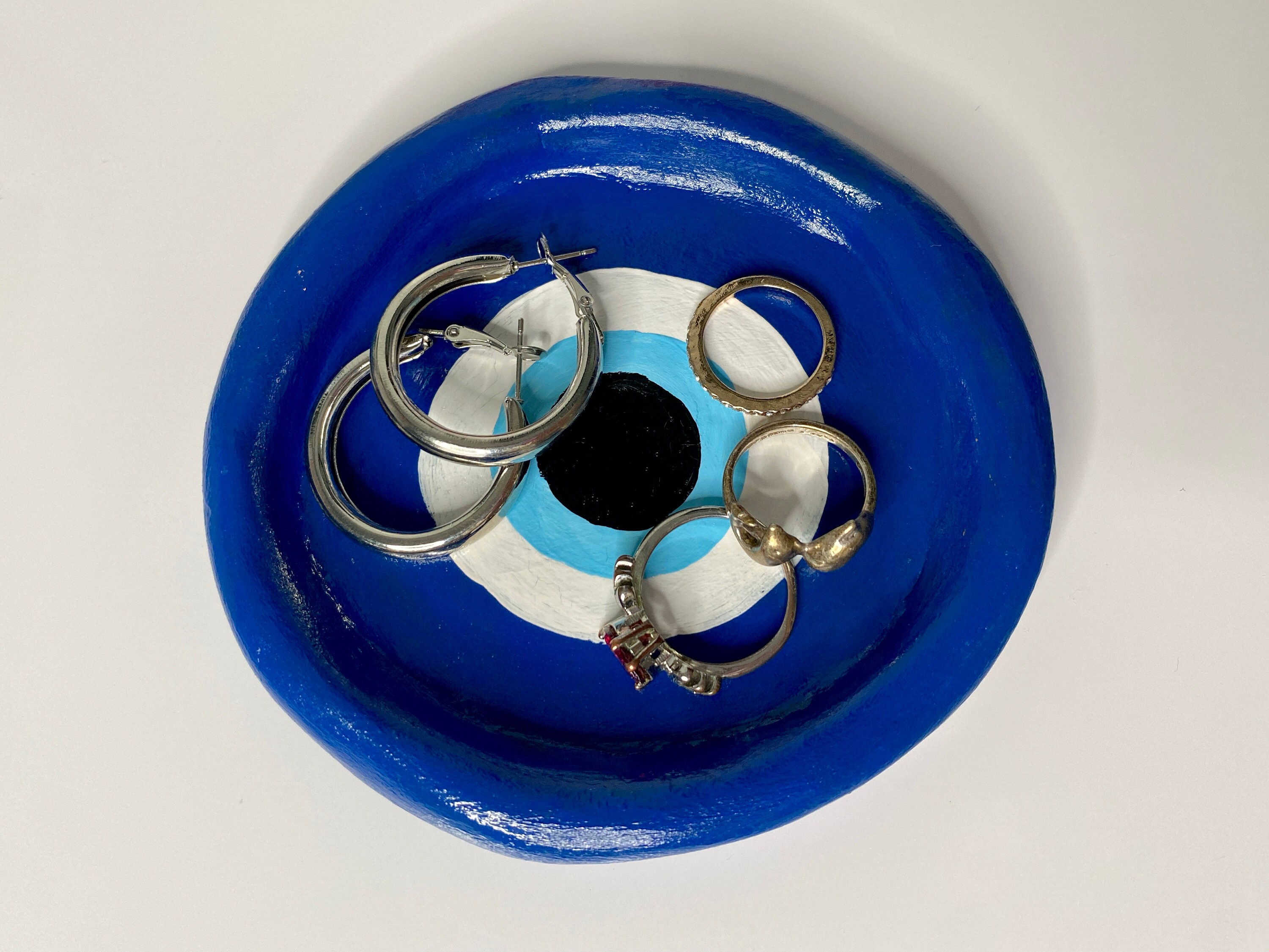 Evil Eye Clay Jewelry Tray Nazar Room Decor Blue Eye Ring Etsy