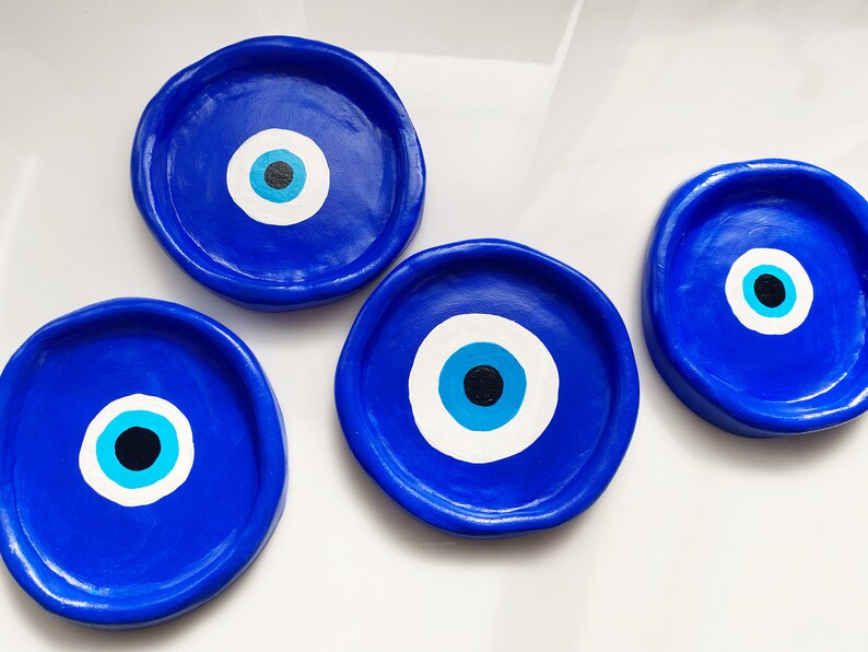 Evil Eye Clay Jewelry Tray Nazar Room Decor Blue Eye Ring Etsy