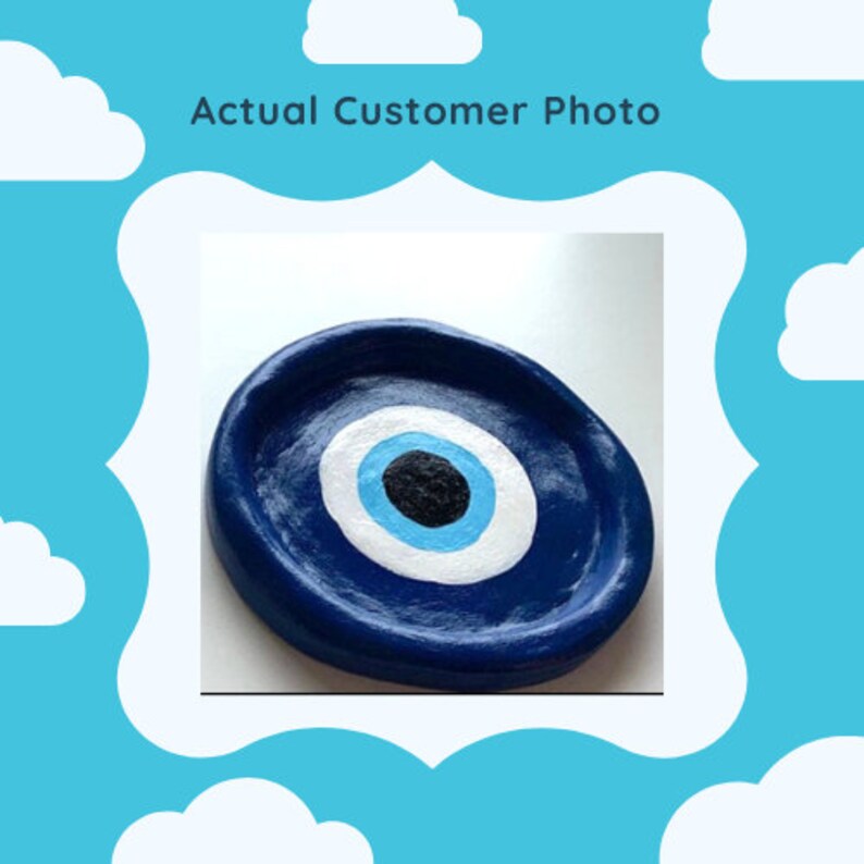 Evil Eye Clay Jewelry Tray Nazar Room Decor Blue Eye Ring Etsy