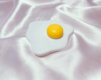Fried Egg Fridge Magnet - Small Funky Egg Refrigerator Magnet - Kitchen / Office / Locker Food Decoration Cute Eclectic Fun Egg Decor Gift