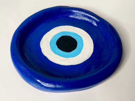 Evil Eye Clay Jewelry Tray Nazar Room Decor Blue Eye Ring Dish