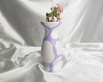 Purple Pastel Cow Print Bud Vase / Planter, Small Ceramic Flower Vase, Cute Aesthetic Room Dopamine Decor, Colorful Maximalist Home Decor
