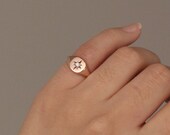 Polaris Signet Ring, Diamond Signet Ring, Pinky Signet Ring