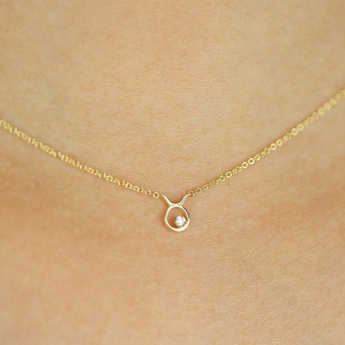 Taurus Zodiac Sign Diamond Necklace 