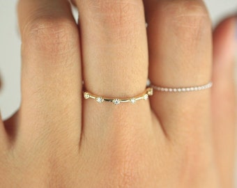 Diamond Ring / Diamond Wedding Band / Diamond Wedding Ring / Diamond Engagement Band / Diamond Engagement Ring / Unique Gold Diamond Ring