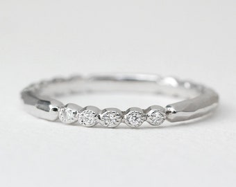 Diamond Wedding Band, Diamond Wedding Ring, Diamond Engagement Band, Diamond Engagement Ring, Bead Diamond Ring