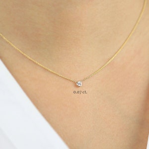 Diamond Necklace / Diamond Solitaire Necklace / Solitaire Diamond Necklace / Diamond Bezel Necklace / Minimalist Necklace / 14K Necklace image 5