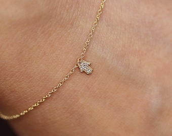 Pulsera de diamantes, pulsera con dije de Hamsa, pulsera con colgante de Hamsa, colgante con dije de la Mano de Fátima, pulsera para combinar, pulsera con dije de la Mano de Hamsa