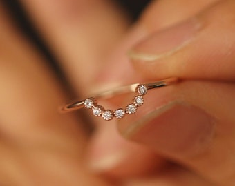 Diamond Ring Enhancer / Diamond Wedding Engagement Band Enhancer / Diamond Guard Ring / Stackable Ring / Layering Ring / Anniversary Gift