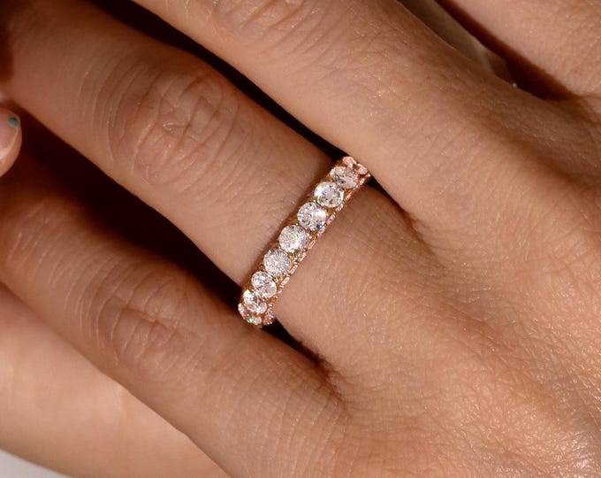 Featured listing image: Lab Grown Diamond Eternity Ring, Diamond Wedding Band, 3 Sided Full Eternity Ring, 14K Gold Diamond Ring, Engagement Ring, Anniversary Gift
