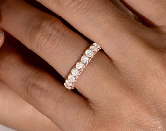 Lab Grown Diamond Eternity Ring, Diamond Wedding Band, 3 Sided Full Eternity Ring, 14K Gold Diamond Ring, Engagement Ring, Anniversary Gift