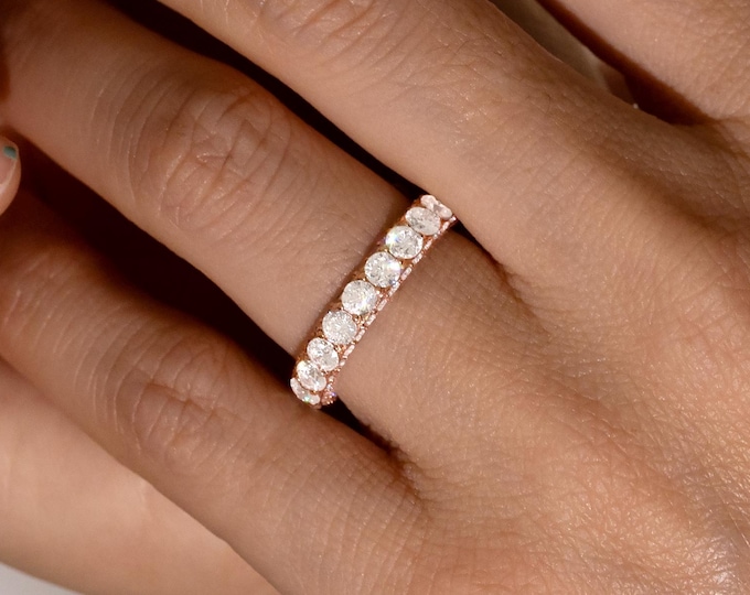 Featured listing image: Lab Grown Diamond Eternity Ring, Diamond Wedding Band, 3 Sided Full Eternity Ring, 14K Gold Diamond Ring, Engagement Ring, Anniversary Gift