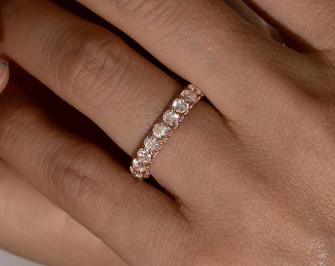 Featured listing image: Lab Grown Diamond Eternity Ring, Diamond Wedding Band, 3 Sided Full Eternity Ring, 14K Gold Diamond Ring, Engagement Ring, Anniversary Gift