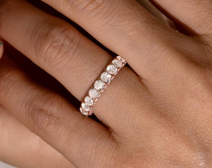 Featured listing image: Lab Grown Diamond Eternity Ring, Diamond Wedding Band, 3 Sided Full Eternity Ring, 14K Gold Diamond Ring, Engagement Ring, Anniversary Gift