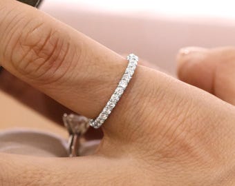 Lab Grown Diamond Eternity Ring, Diamond Wedding Band, Full Eternity Diamond Ring, 14K Gold Diamond Minimalist Ring, Engagement Ring