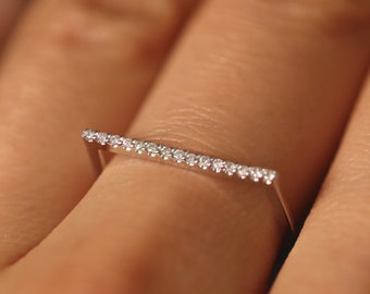 Diamond Ring, 14K Solid Gold Bar Diamond Ring, Diamond Bar Ring, Unique Ring, Diamond Promise Ring, Diamond Wedding Ring, Engagement Ring