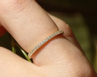 Diamond Half Eternity Ring / Diamond Wedding Band / 14K Gold / Minimalist Jewelry / Stackable Rings / Stacking Rings / Personalized Jewelry