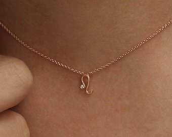 Leo Zodiac Sign Diamond Necklace, Leo Necklace, Leo Pendant Diamond, Zodiac Pendant Necklace, Zodiac Horoscope Constellation